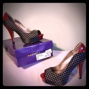Polka dot high heels,original box